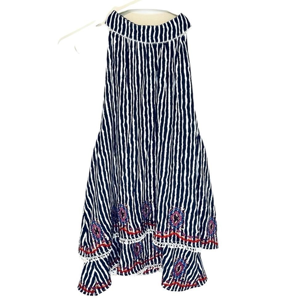 2/$30 Morgan Claire - Layered Sleeveless Striped Blouse w/ Embroidery Size Large